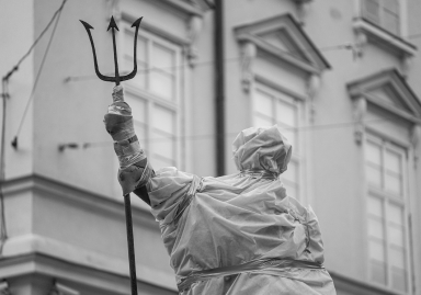 A statue of Roman god Neptune in Lviv's Market Square